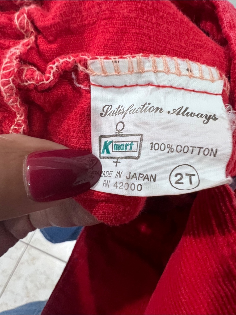 Vintage Kmart Toddler 2T Red Corduroy Overalls Made in Japan 1970s Retro - Picture 3 of 5